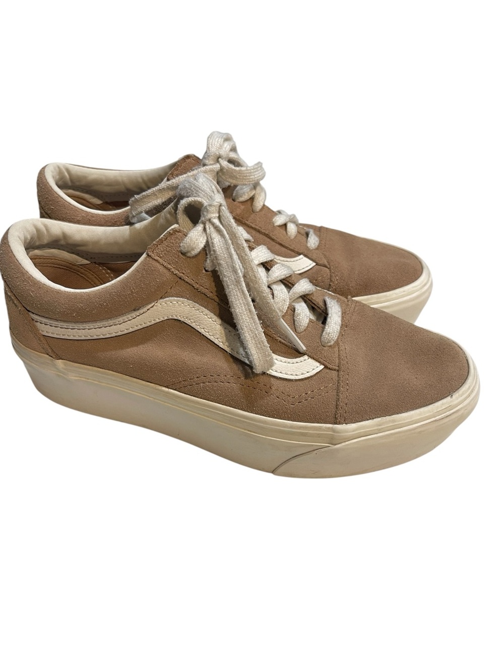 Vans Old Skool Platform Suede Sneakers SZ 7.5 Neutral Tan